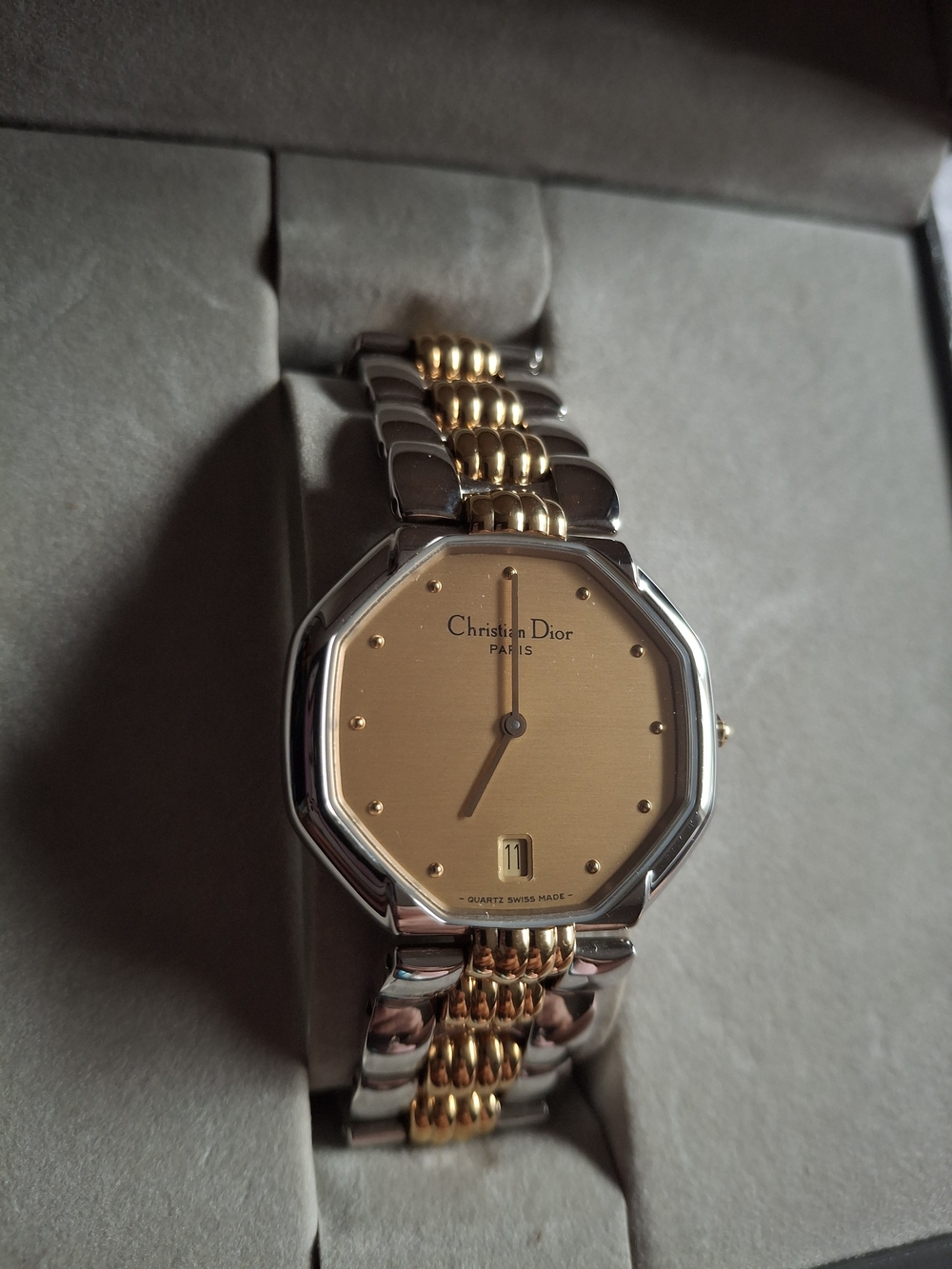 Christian Dior 45.204 32mm Gold Dial Two Tone Date Vintage Watch (Circa 1990)